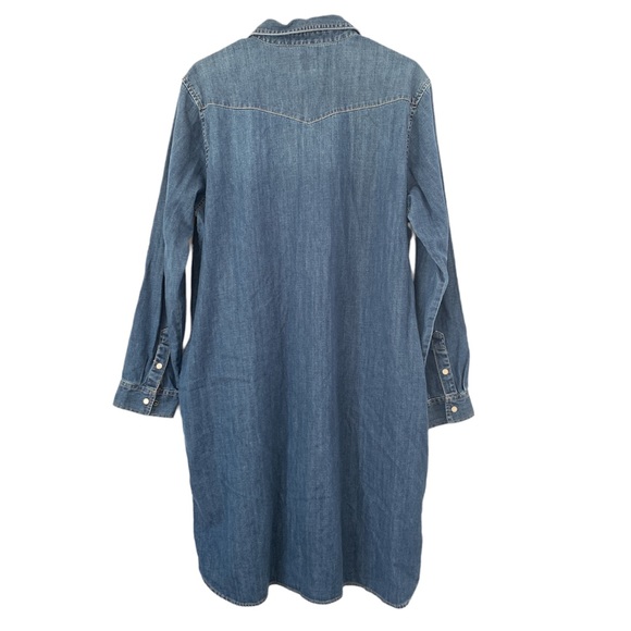 GAP Chambray Denim Snap Button Long Sleeve Dress - Picture 3 of 7